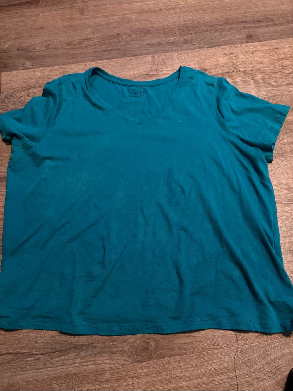 Time and Tru Teal V-Neck Short Sleeve Top